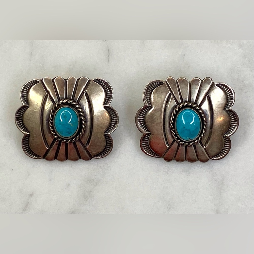 Southwestern turquoise and silver earrings